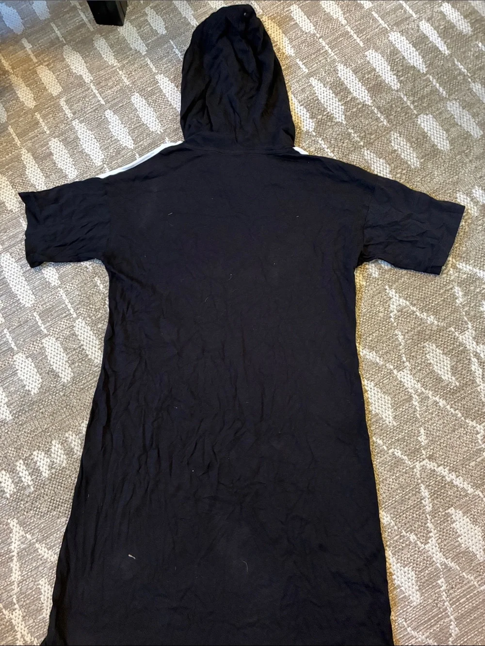 Michael Kors Black Hooded Tee Mini Dress with White Accents